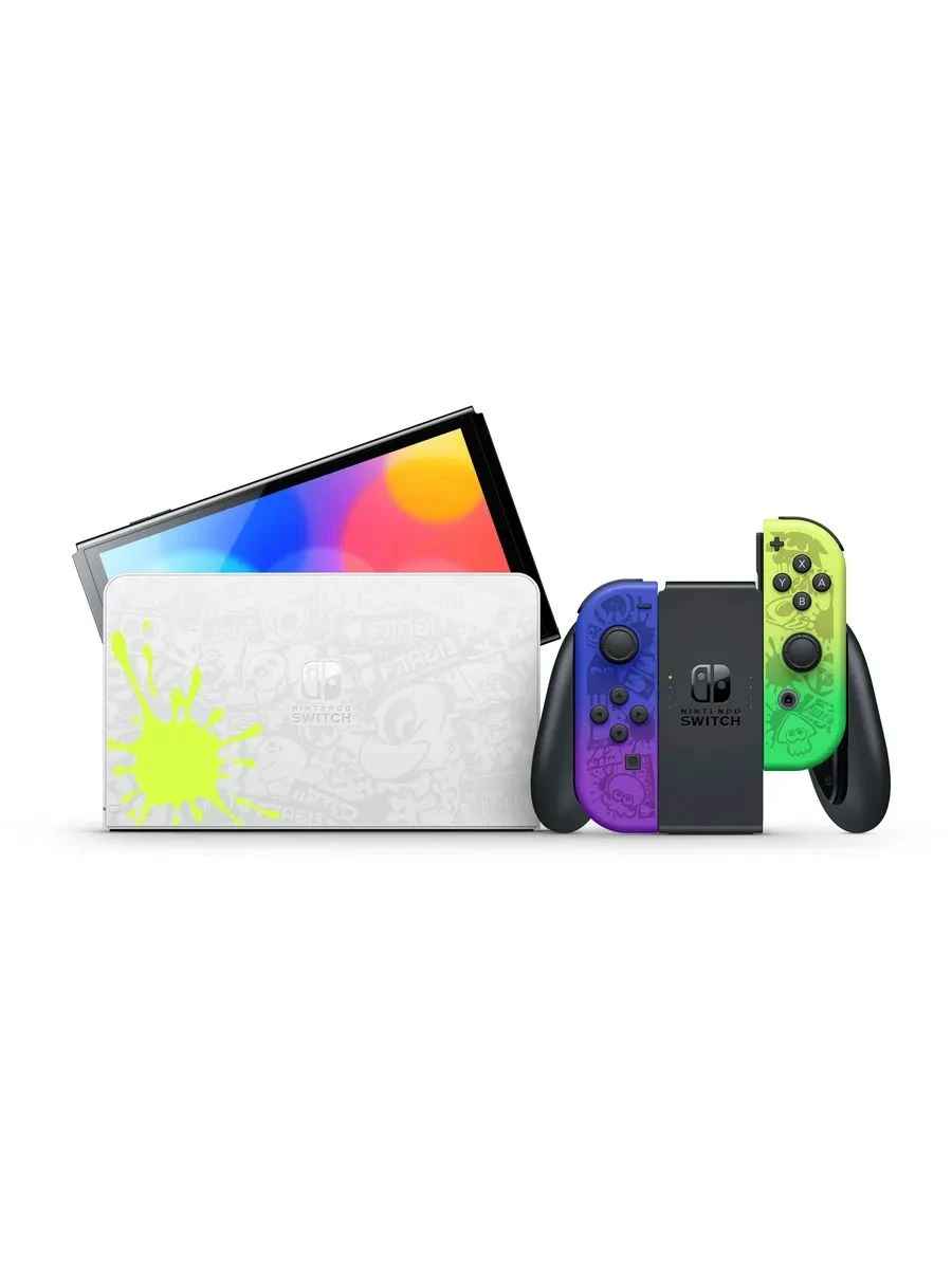 Прошитая Nintendo Switch OLED Splatoon 3 Edition +15Игр +MicroSD 64GB — Ракурс 3 Прошитая Nintendo Switch OLED Splatoon 3 Edition +15Игр +MicroSD 64GB — Фото 3 в Gameshop24