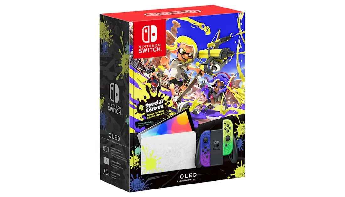 Прошитая Nintendo Switch OLED Splatoon 3 Edition +50Игр +MicroSD 256GB — Ракурс 2 Прошитая Nintendo Switch OLED Splatoon 3 Edition +50Игр +MicroSD 256GB — Фото 2 в Gameshop24